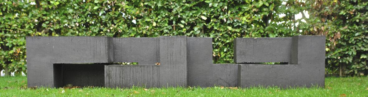 objecten in tuin, strakke blokken, 3D 